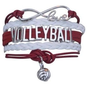 Girls Volleyball Bracelet - Maroon & White